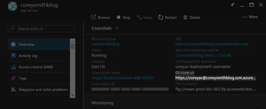 Web App Git Clone URL