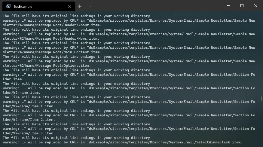 Git shows warnings when it does line ending conversions.