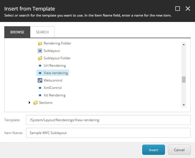 Create Sample MVC Sublayout Rendering